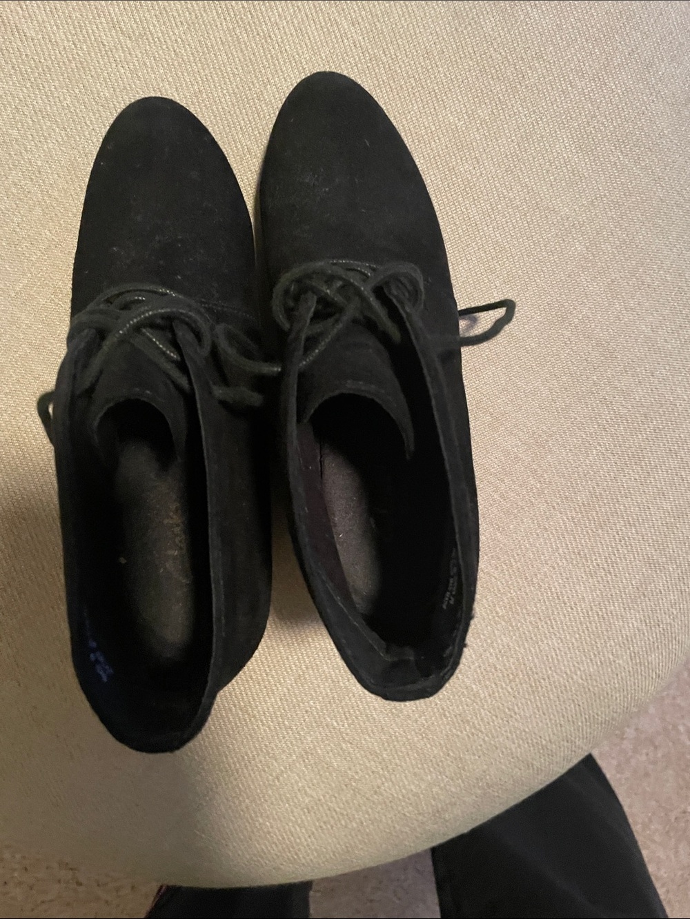 Clarks Black Suede Ankle Lace-Up wedge Shoes